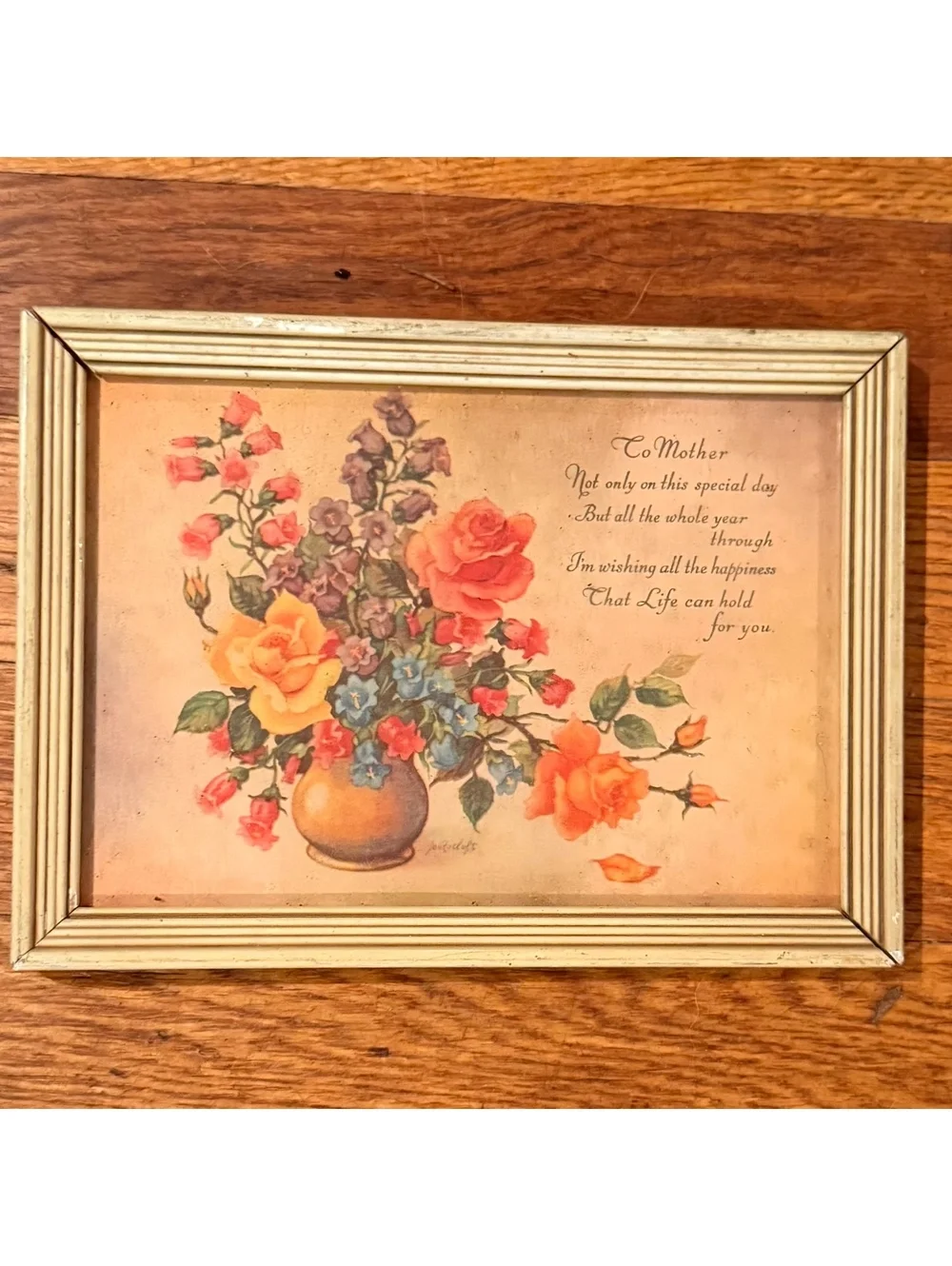 Vintage Floral To Mother Wall Art Picture Frame